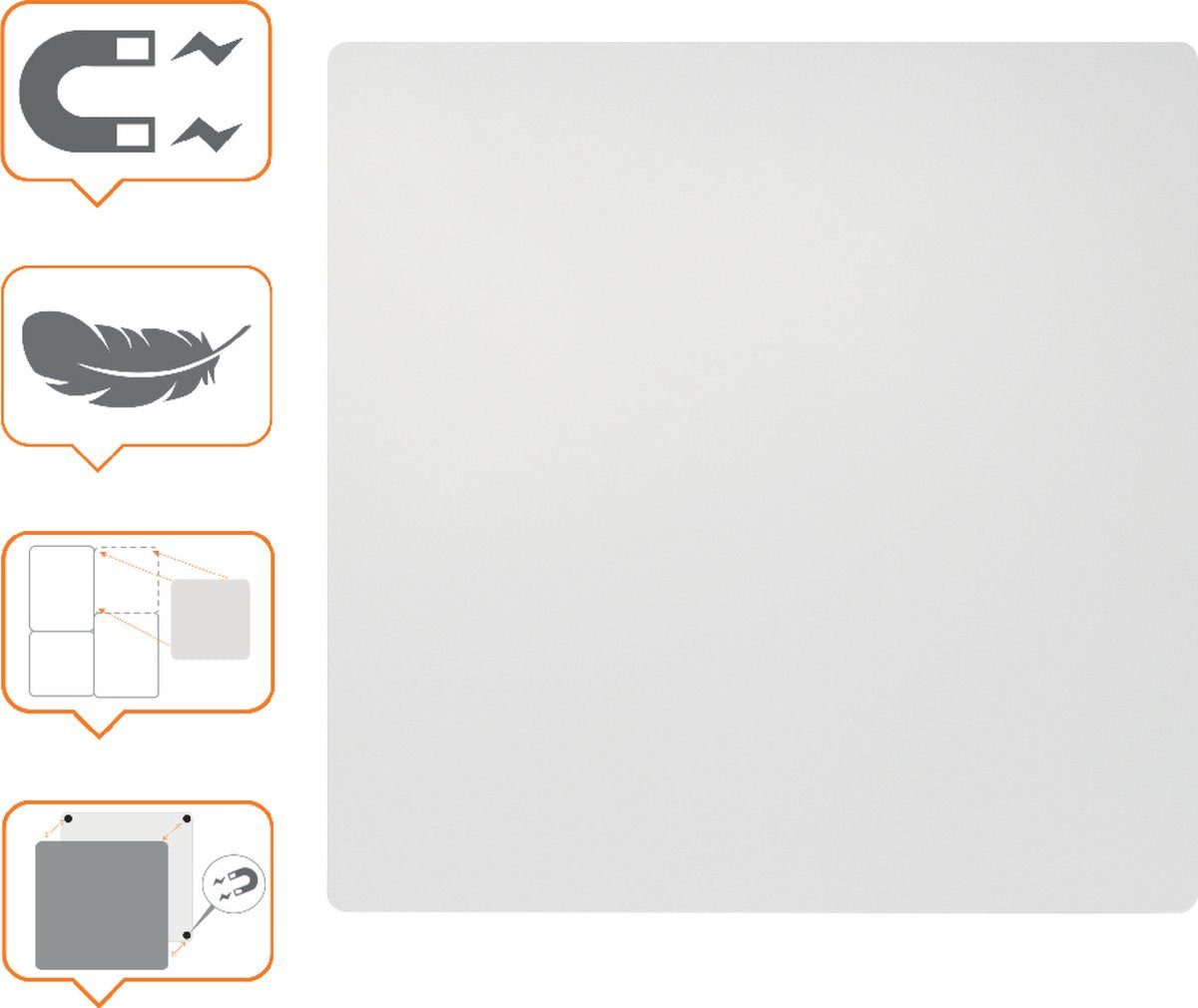 Nobo whiteboard 450x450mm, magnetisch, frameloos, modulair