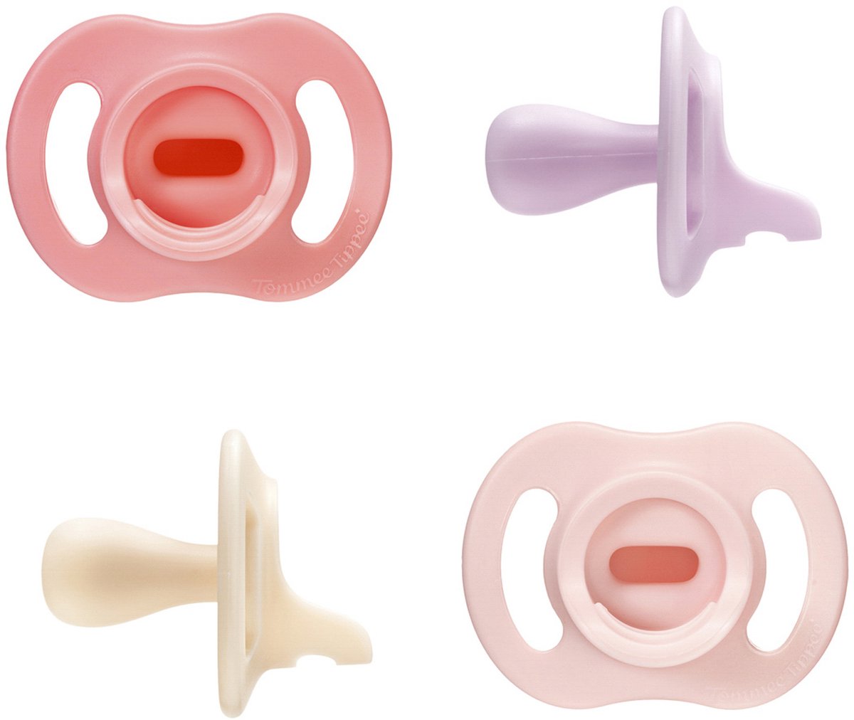 Tommee Tippee ultra-light stayput fopspeen - 0-6 maanden - set van 4 - silicone fopspeen uit één stuk -roze