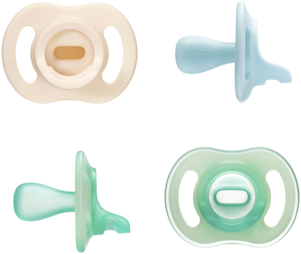 Tommee Tippee ultra-light stayput dag et nacht fopspenen - 0-6 maanden - set van 4 - glow in the dark fopspeen uit één stuk