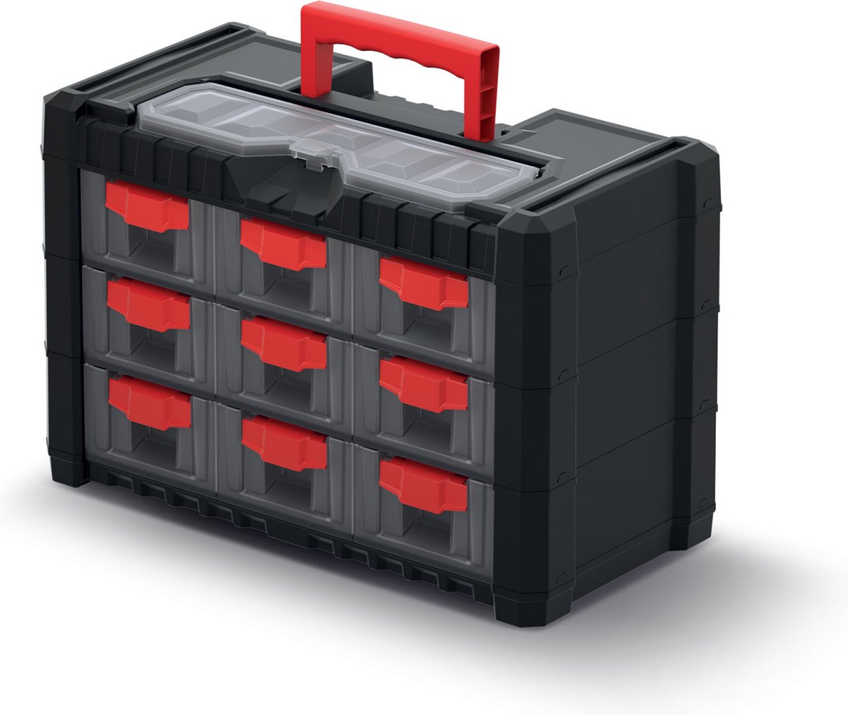 KISTENBERG multicase cargo - gereedschapsorganizer - zwart rood - 9 laden