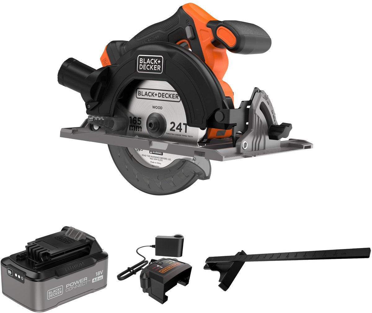BLACK+DECKER 18v brushless cirkelzaag 165mm (met 4.0ah accu en lader) blccs78m1-qw