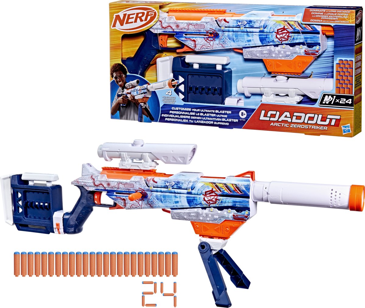 NERF loadout arctic zerostriker blaster en 24 n1-darts