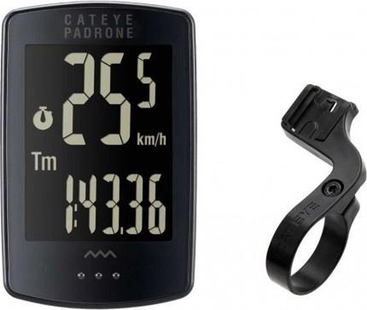 Cateye padrone stealth cc-pa100w fietscomputer - draadloos incl. of100 - houder