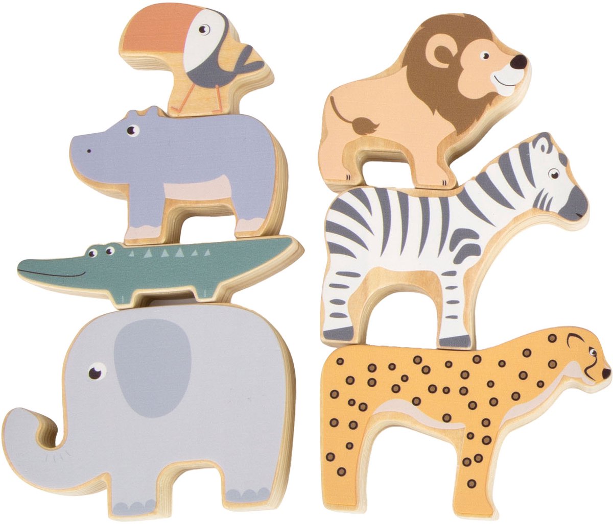 Small Foot - houten safaridieren balansspel, 7dlg.