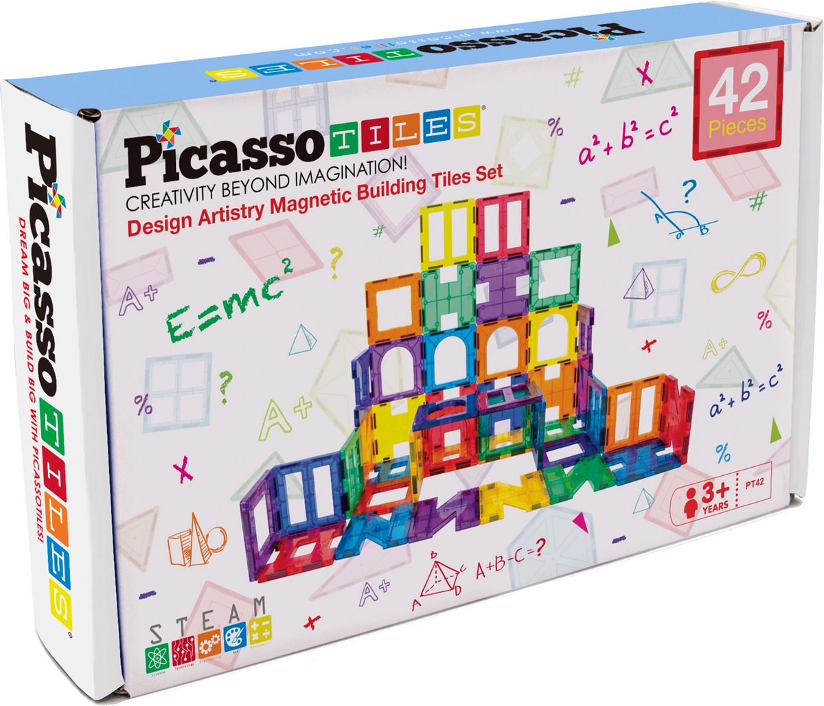 Picasso Tiles Tactic - constructiespeelgoed - magnetic tiles - magnetische tegels - artistry set - stem speelgoed - creatief bouwspeelgoed - 42 delig - vanaf 3 jaar