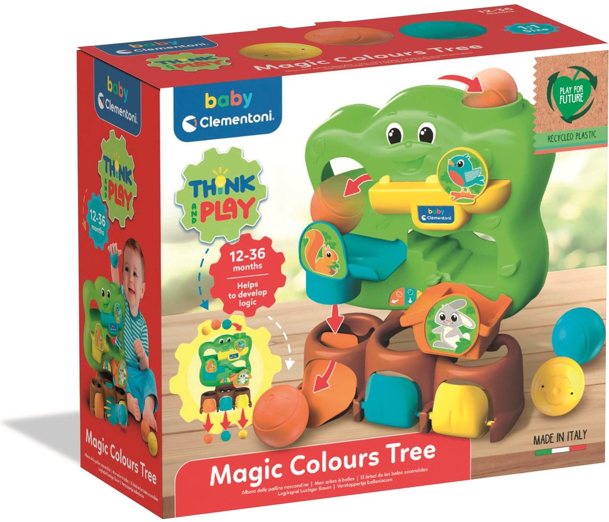 Clementoni Baby - ballenboom - activity center - ballenbaan met 3 ballen - speelgoed voor kinderen vanaf 1 jaar