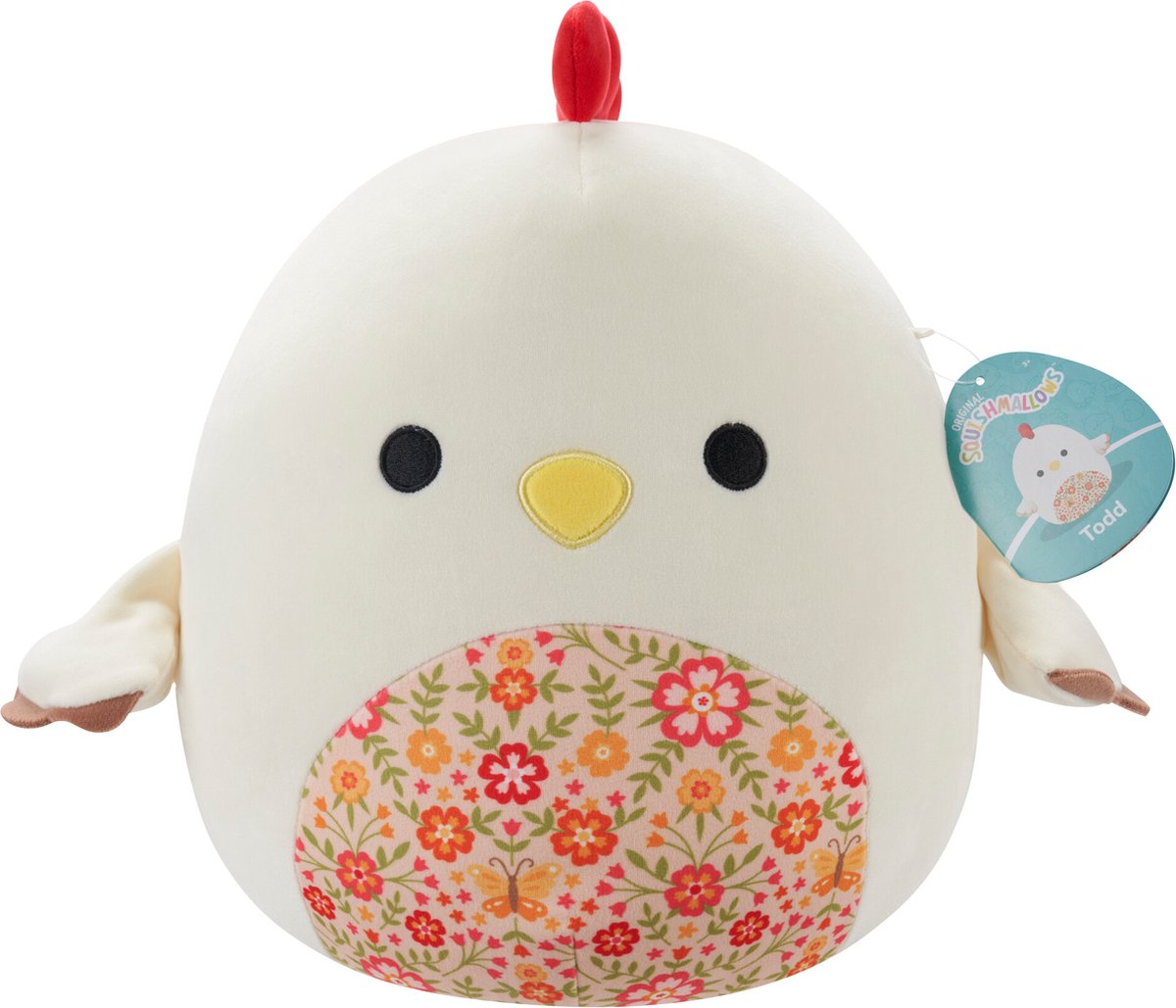 Squishmallows todd-beige rooster w floral belly 30cm plush