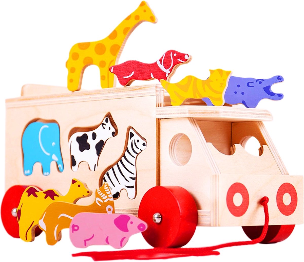 BIGJIGS houten vormendoos vrachtwagen, 11dlg.