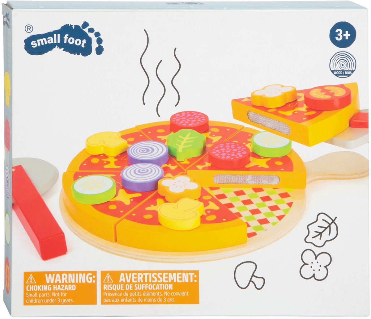 Small Foot - houten snij- en speeleten pizza set, 21dlg.