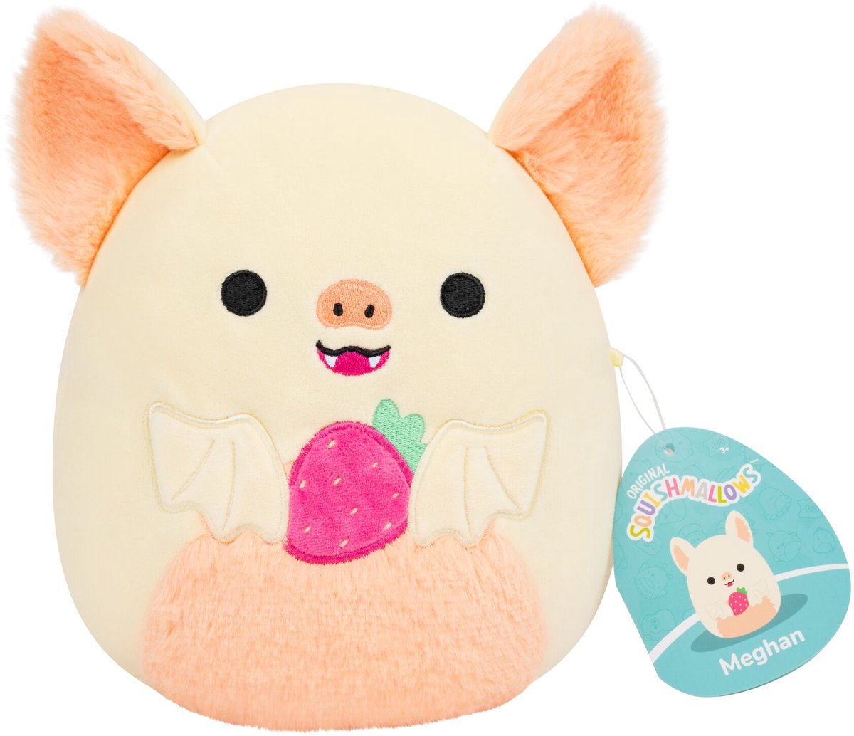 Jazwares Squishmallows - little plush (meghan - cream fruit bat holding strawberry) - 19cm plush
