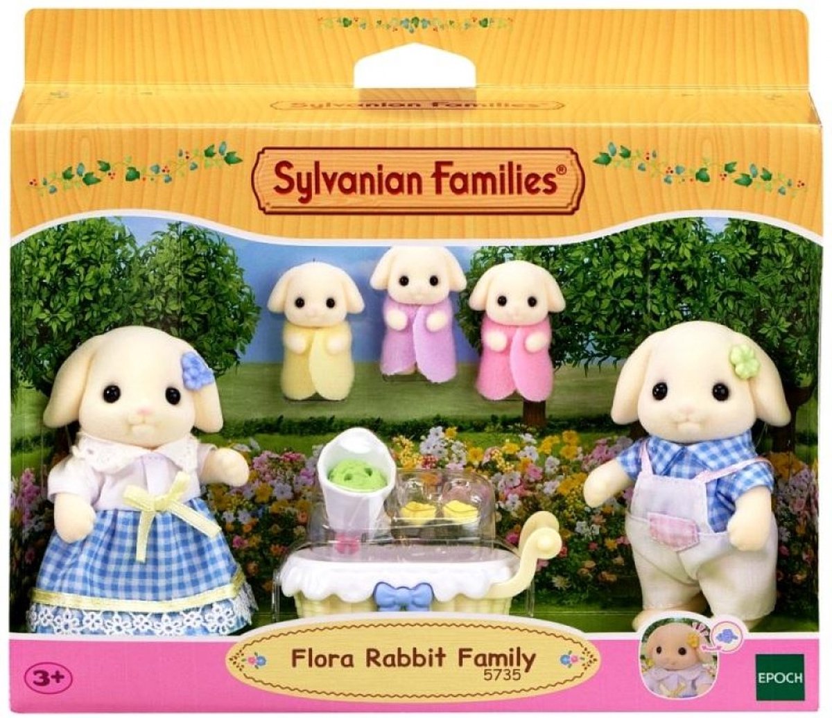 Sylvanian Families 5735 familie bloemen hangoor konijn- 5 fluweelzachte speelfiguren