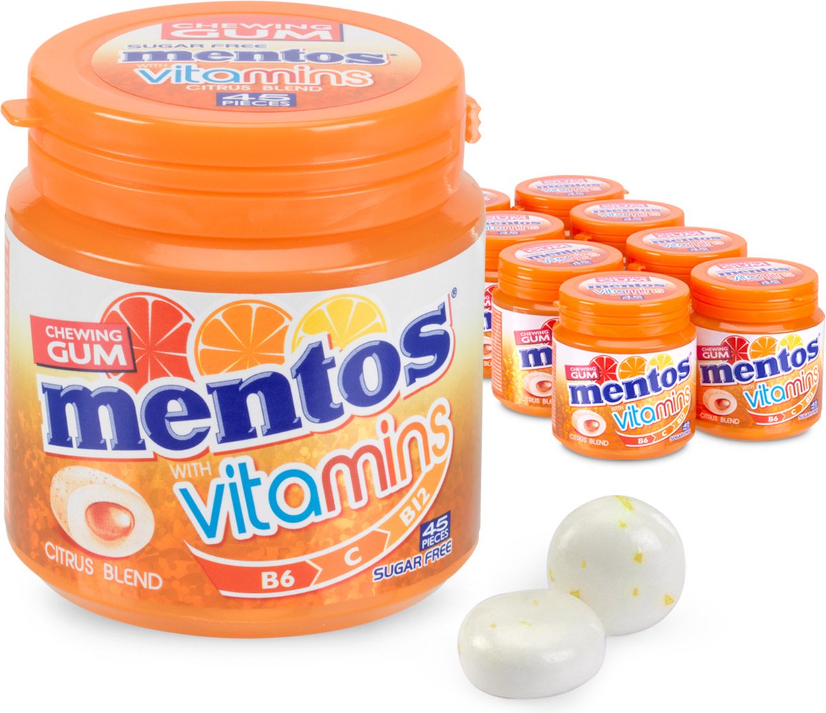 Mentos Gum vitamins citrus blend - kauwgom - suikervrij - 8x45stuks