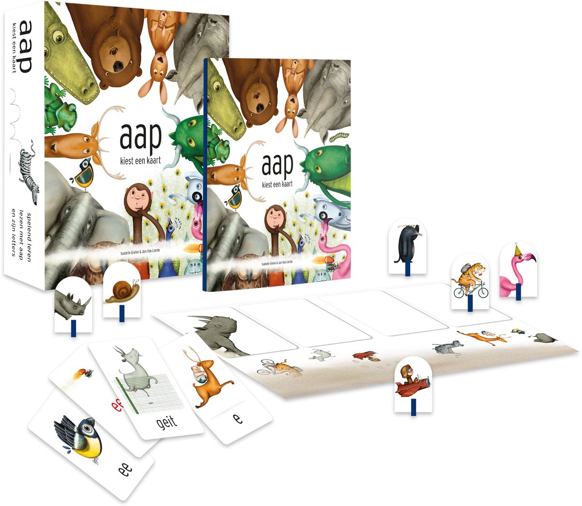 Pelckmans Aap kiest een kaart - educatief spel - 20 spelideeën om spelenderwijs te leren lezen
