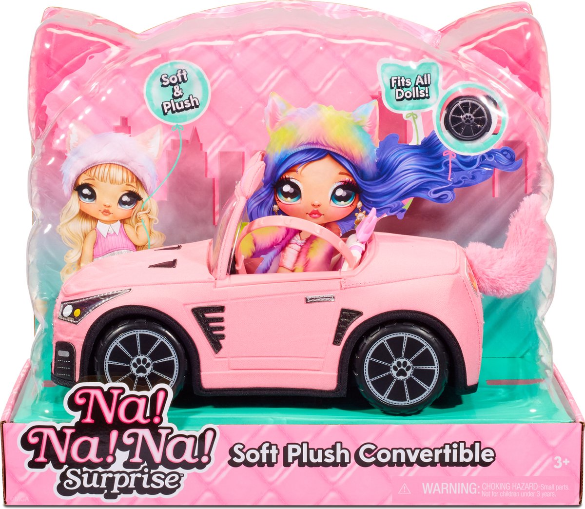 Na! Na! Na! Surprise cabrio - soft plush convertible auto - poppenvervoersmiddel