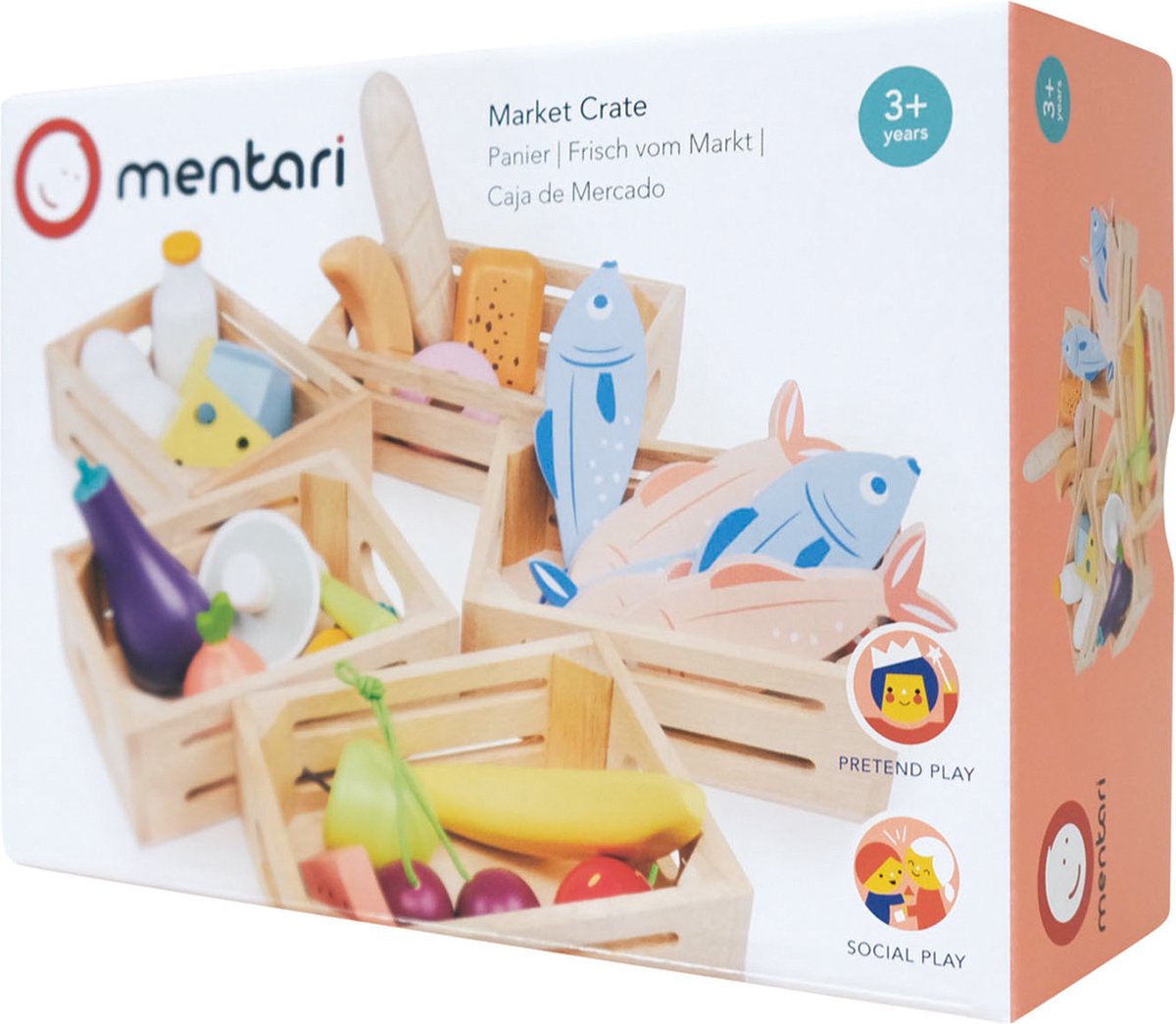 Mentari mandje - vissen - 14,5x10,5x5cm - 6 delen - 3 jaar