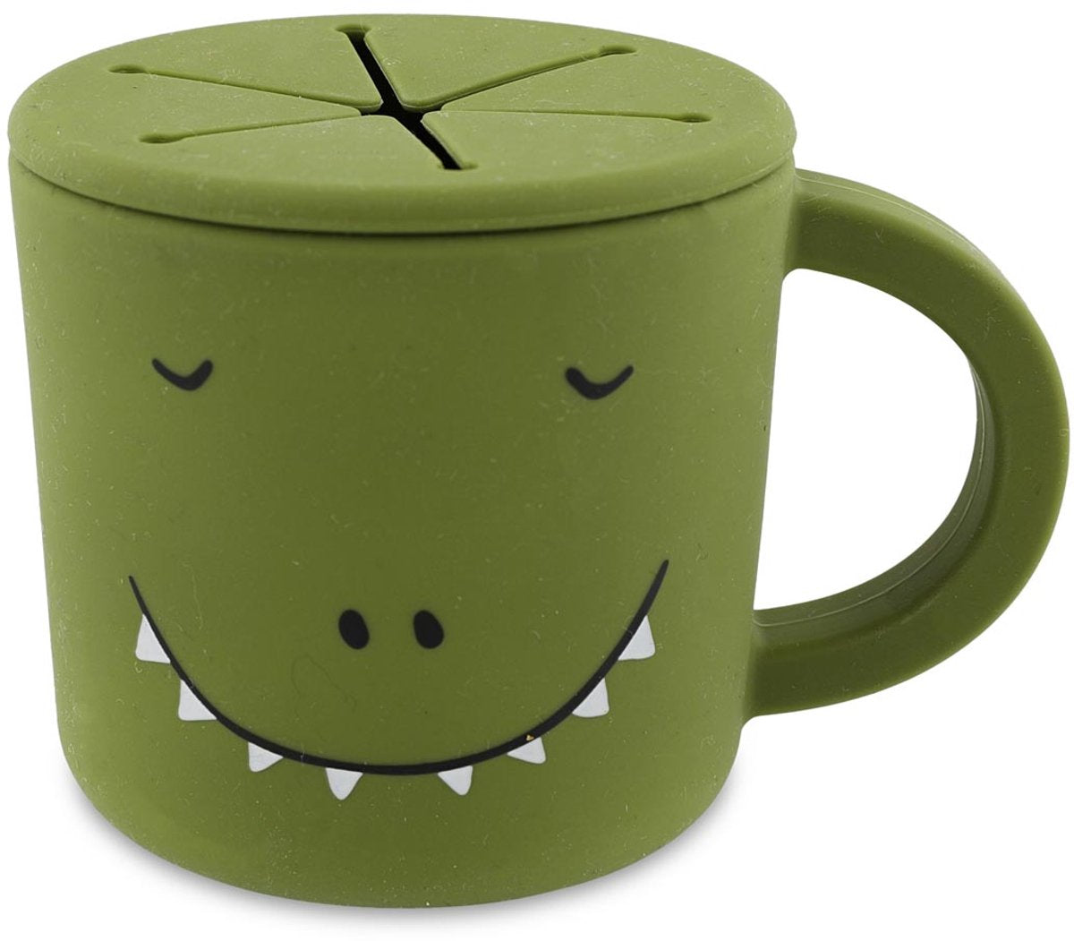 Trixie snackbeker - mr. dino - snack cup - kinderservies - voor baby's vanaf 4 maanden - van siliconen - geschikt voor de vaatwasser