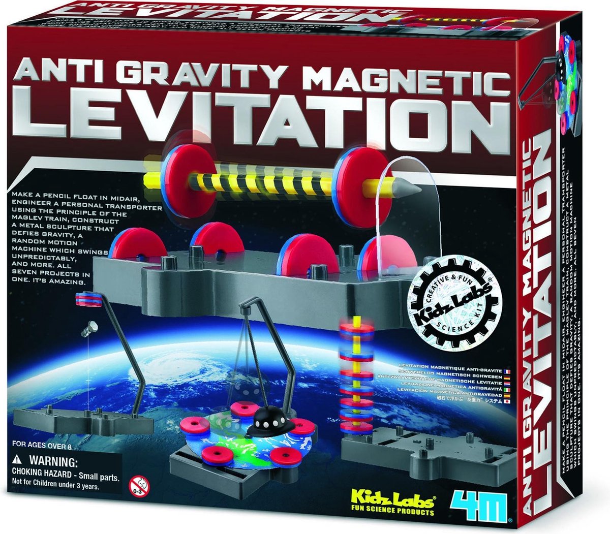 4M wetenschap en spel - anti-zwaartekracht en magnetische levitatie - bouwpakket - kidzlabs - 8+