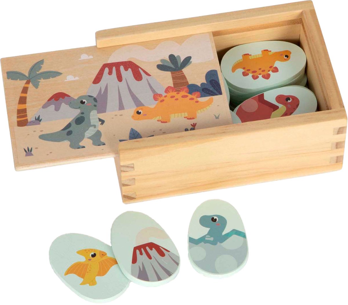 Small Foot - houten memospel dino in opbergdoos