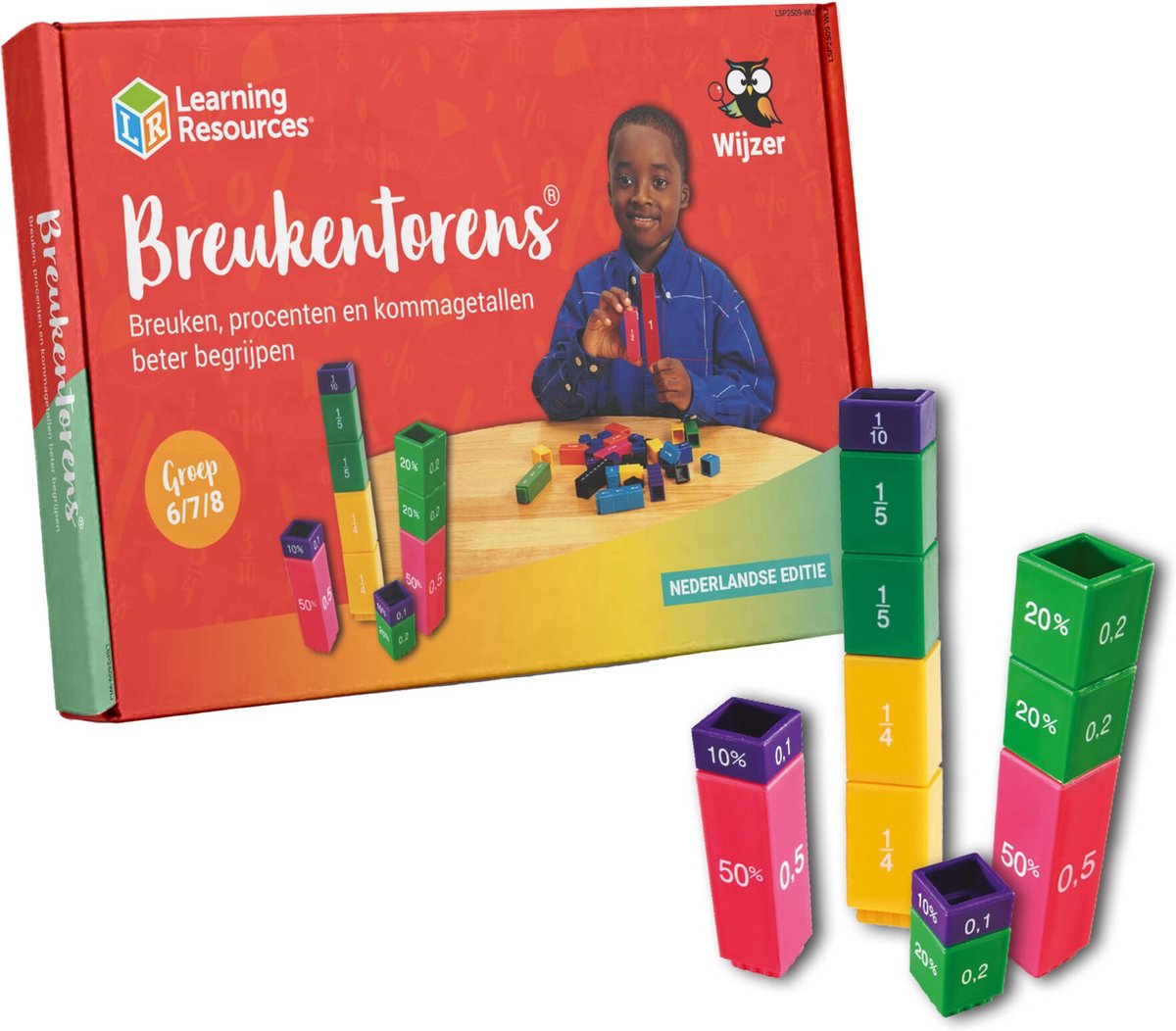 Wijzer Over De Basisschool Breukentorens - breuken leren visueel maken - geschikt voor groep 6, 7 en 8 - ideaal voor beelddenkers -