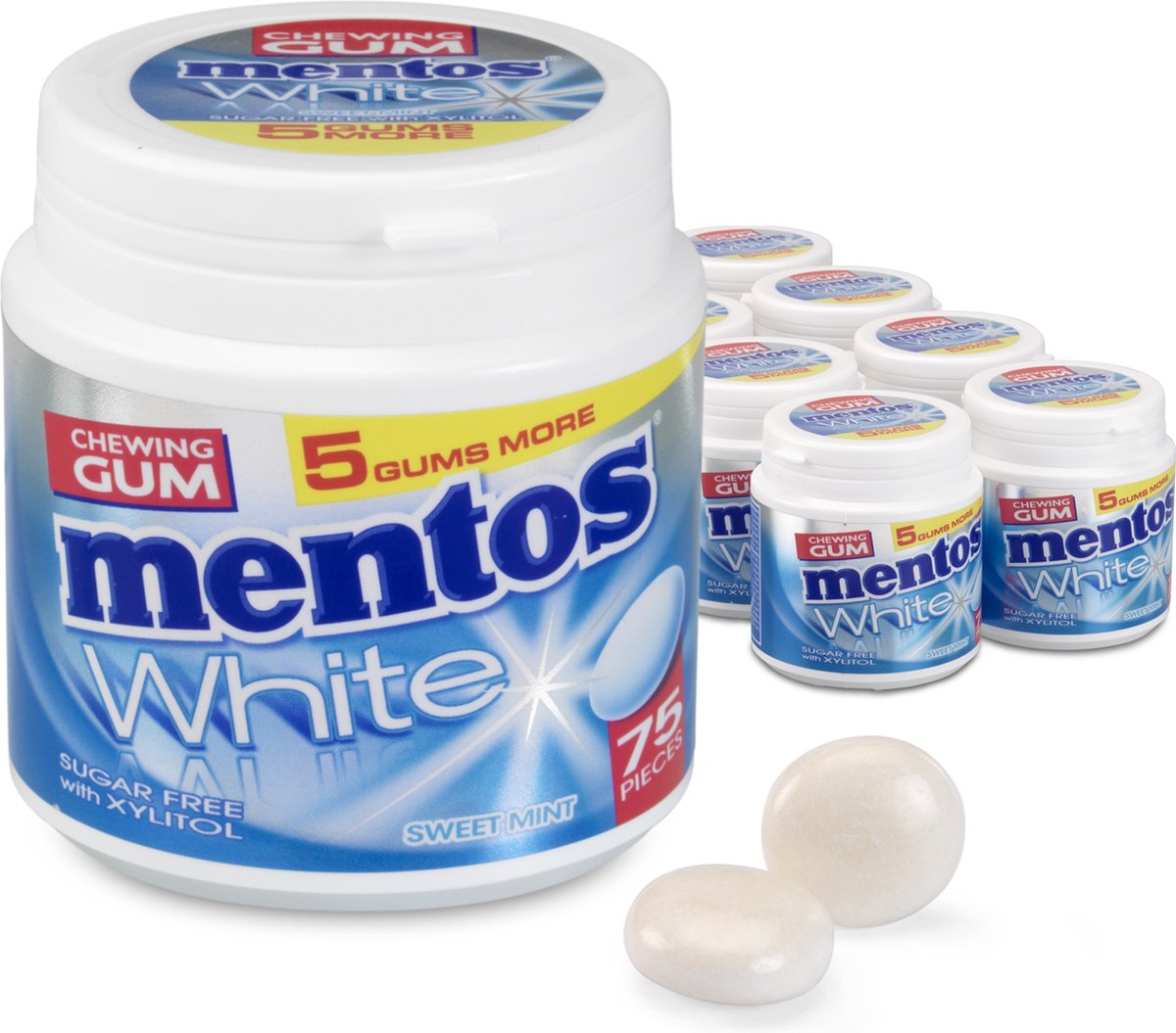 Mentos Gum white sweet mint - kauwgom - suikervrij - 8x75stuks