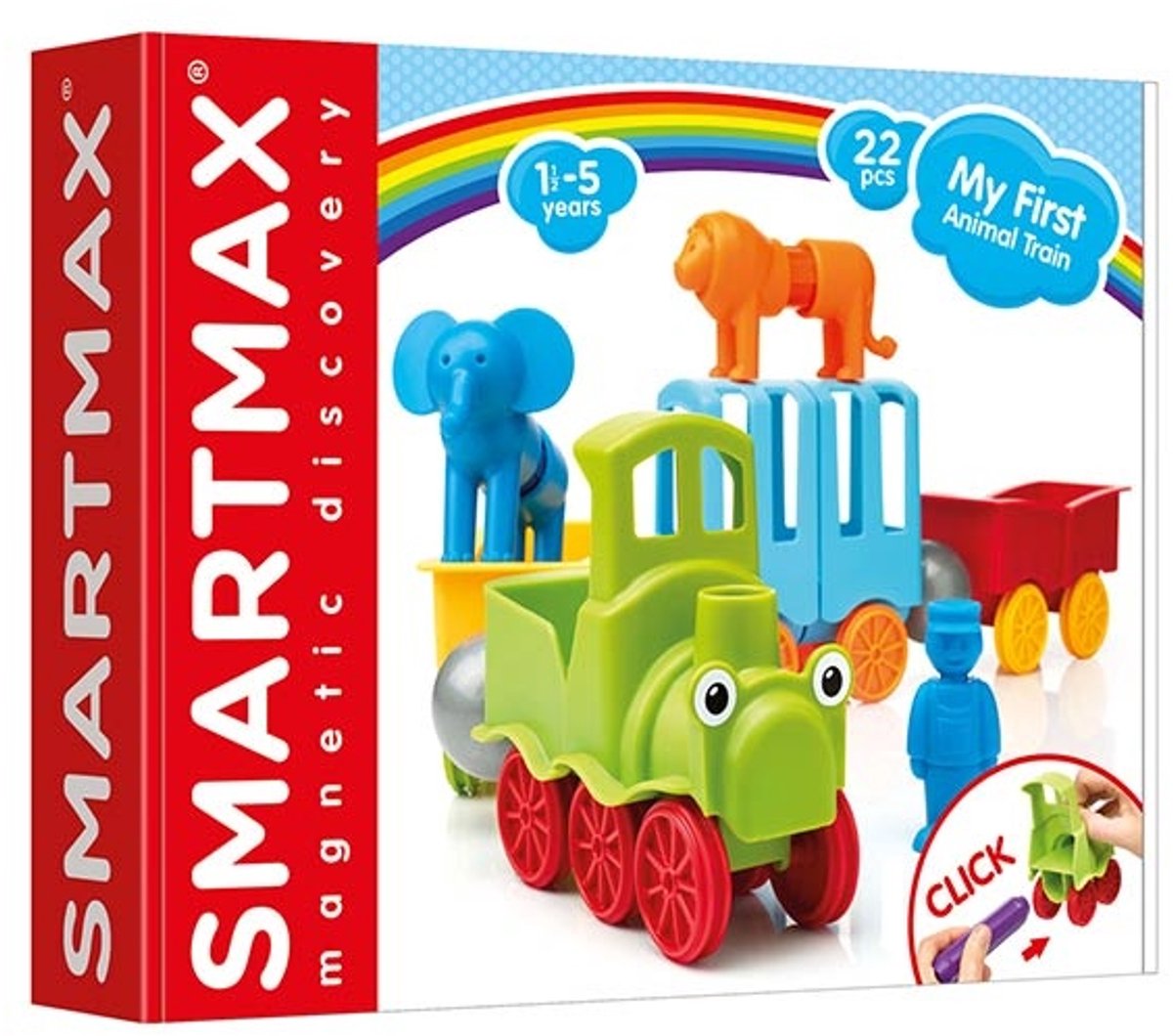 SmartMax my first animal train - magnetische trein en dieren - 22-delige bouwset - educatief speelgoed voor peuters - vanaf 18 maanden