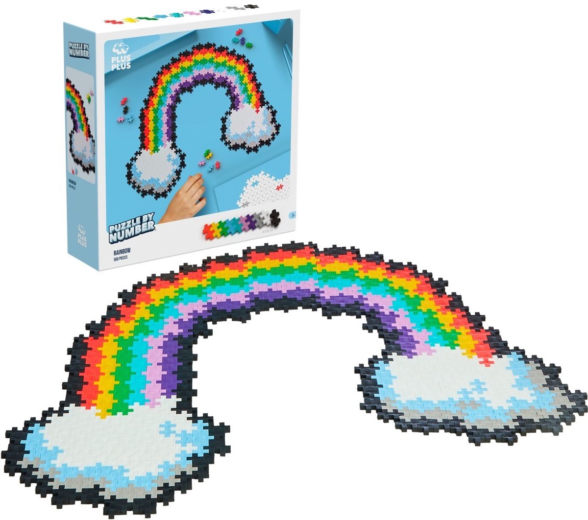 Plus-Plus puzzle by number regenboog 500 stukjes - 3913 - puzzel en bouwspeelgoed in één - vanaf 5 jaar