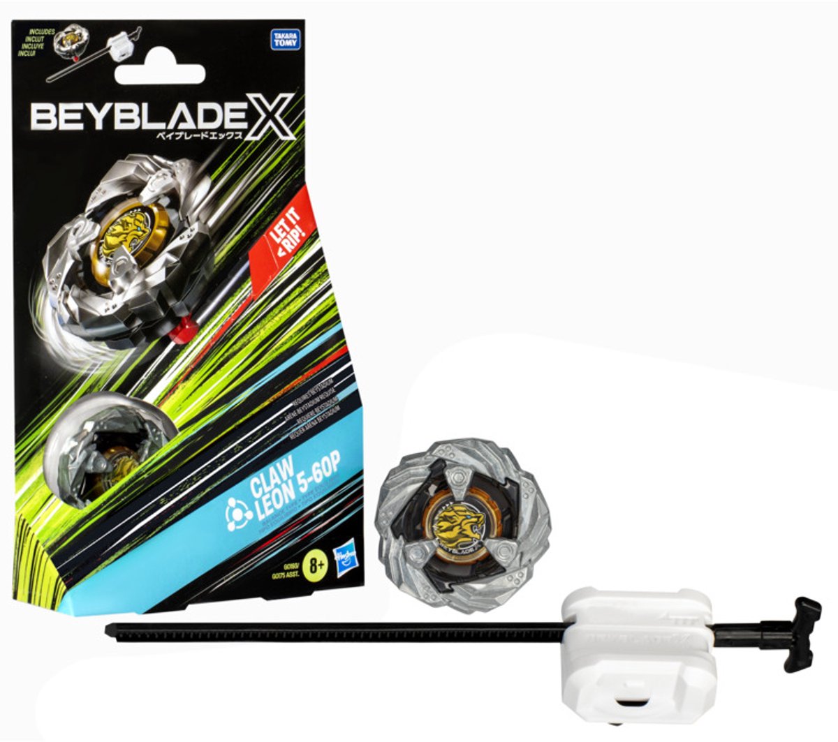 Beyblade x claw leon 5-60p starterpack-set, met balans-type tol en launcher, leeftijd 8+