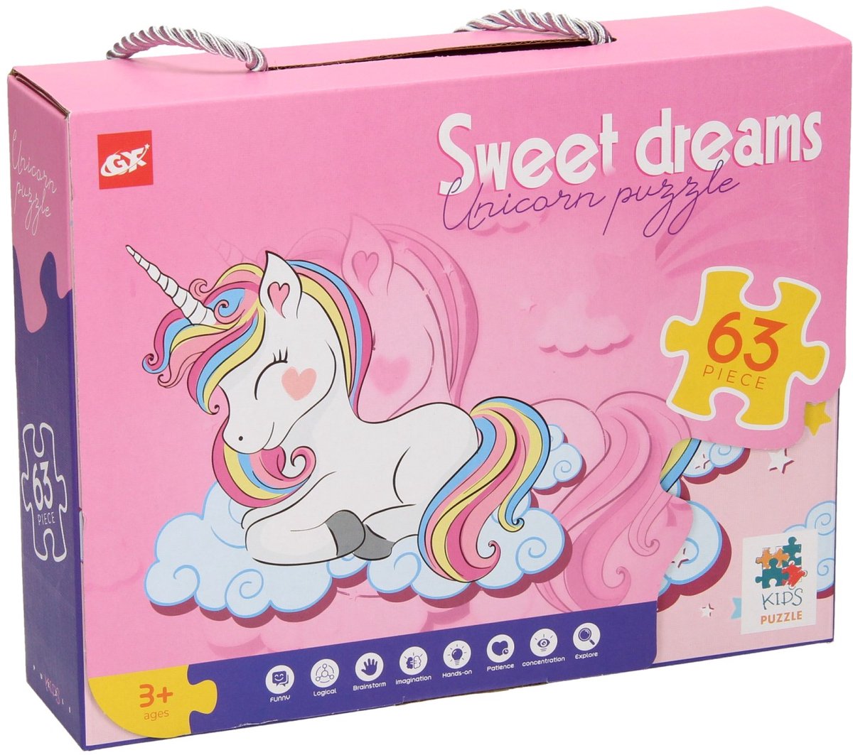 Lobbes Speelgoed BV Lobbes legpuzzel unicorn karton 63 stukjes fantasie puzzel kinderen.