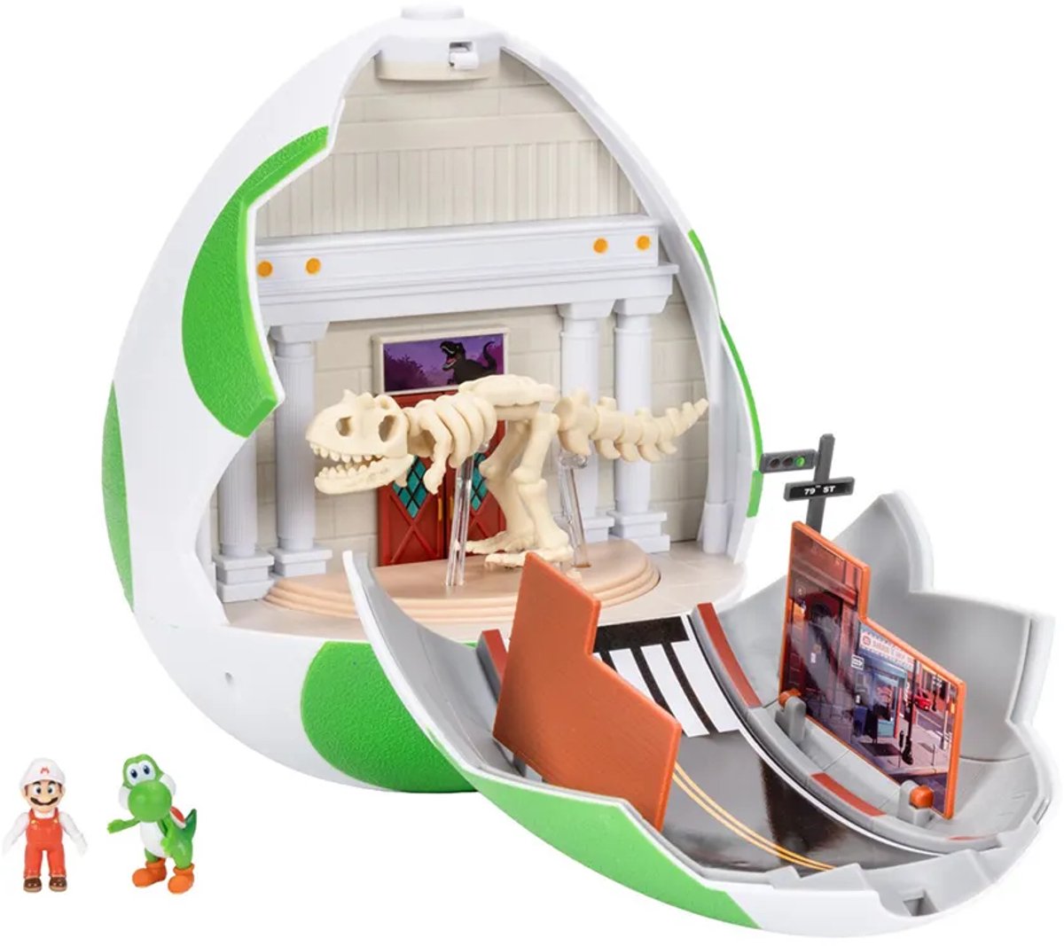 Jakks Super mario galaxy - dubbelzijdige speelset - 23 cm yoshi-ei met 3,8 cm yoshi en exclusieve vuur mario-figuur