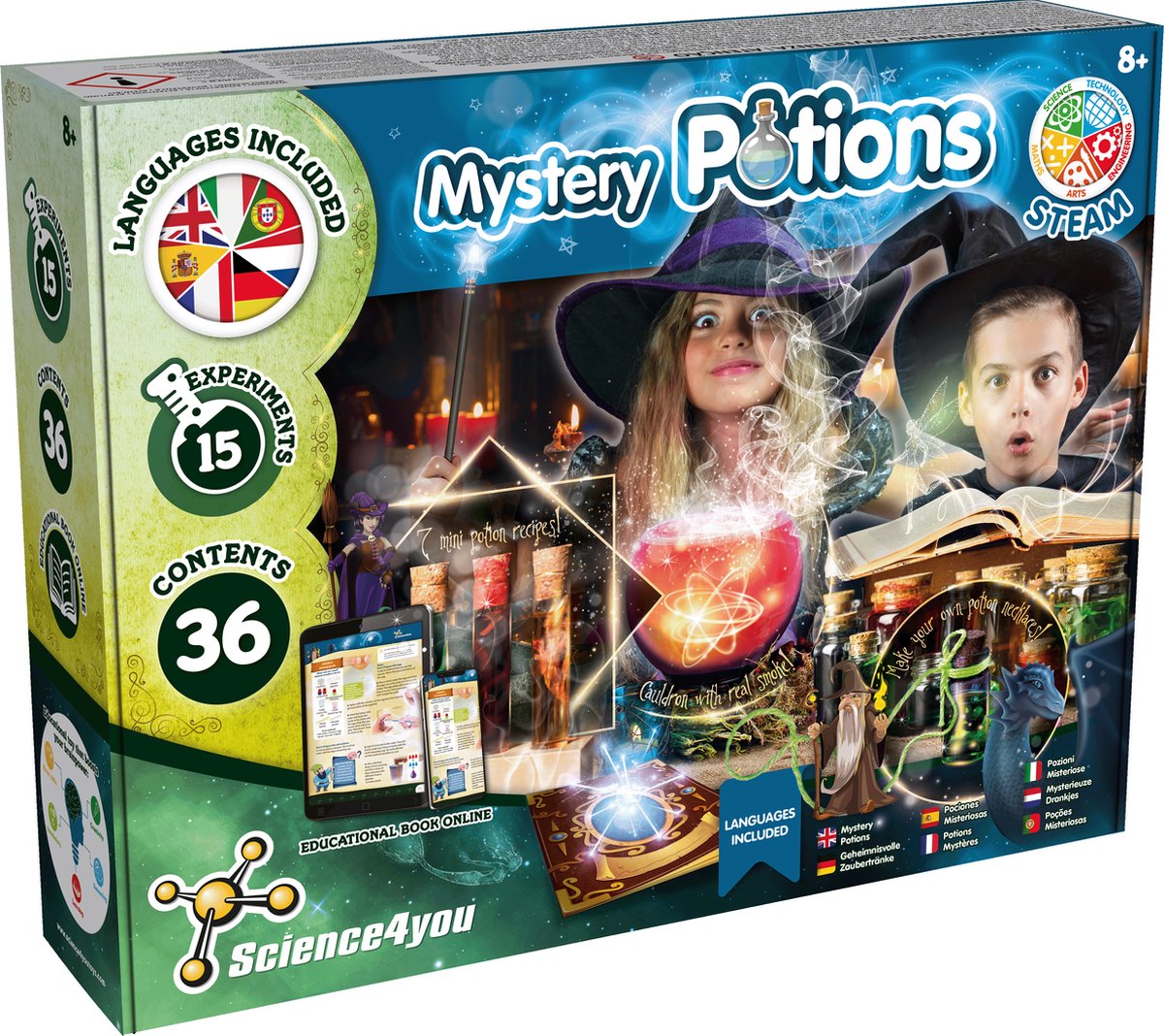 Science 4 You Science4you mystery potions – experimenteerdoos chemie – 25 magische proeven met kleuren schuim – vanaf 8 jaar
