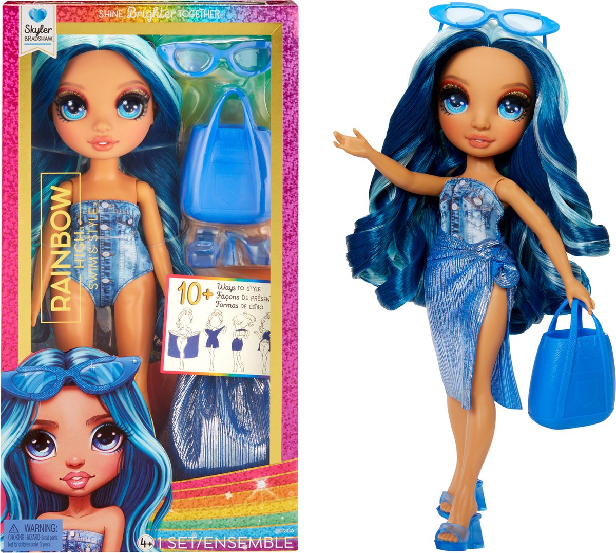 Rainbow High swim style-modepop - 28 cm - skyler (blauw)