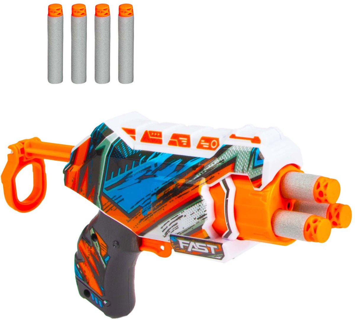 Toi-Toys Foam strikex afschietpistool nano blaster met 4 foampijlen