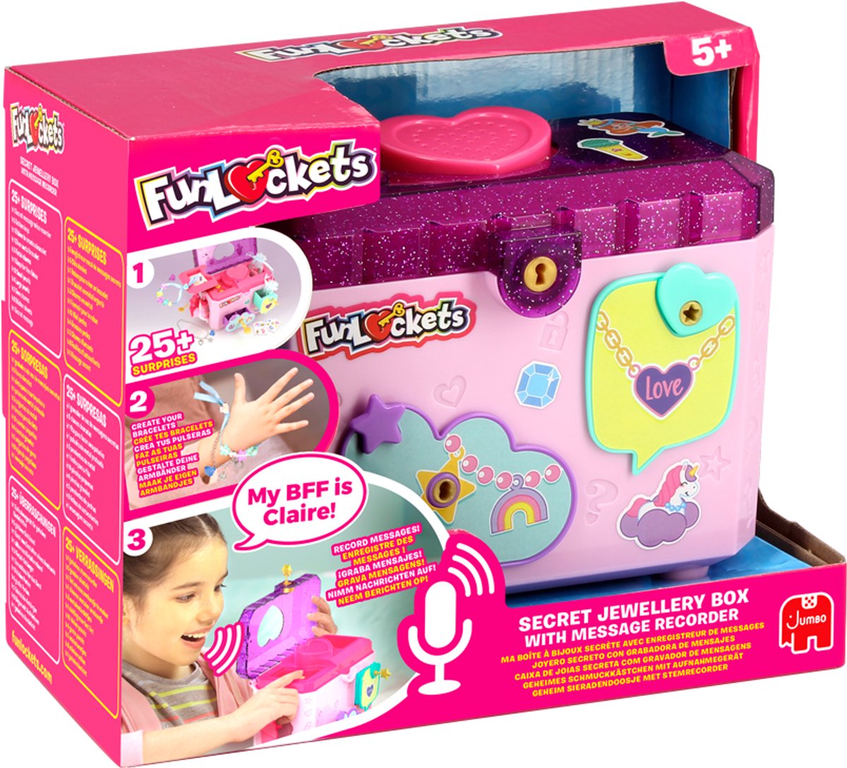 Funlockets Jumbo - - geheime sieradendoos met stemrecorder - vanaf 5 jaar - sieraden maken