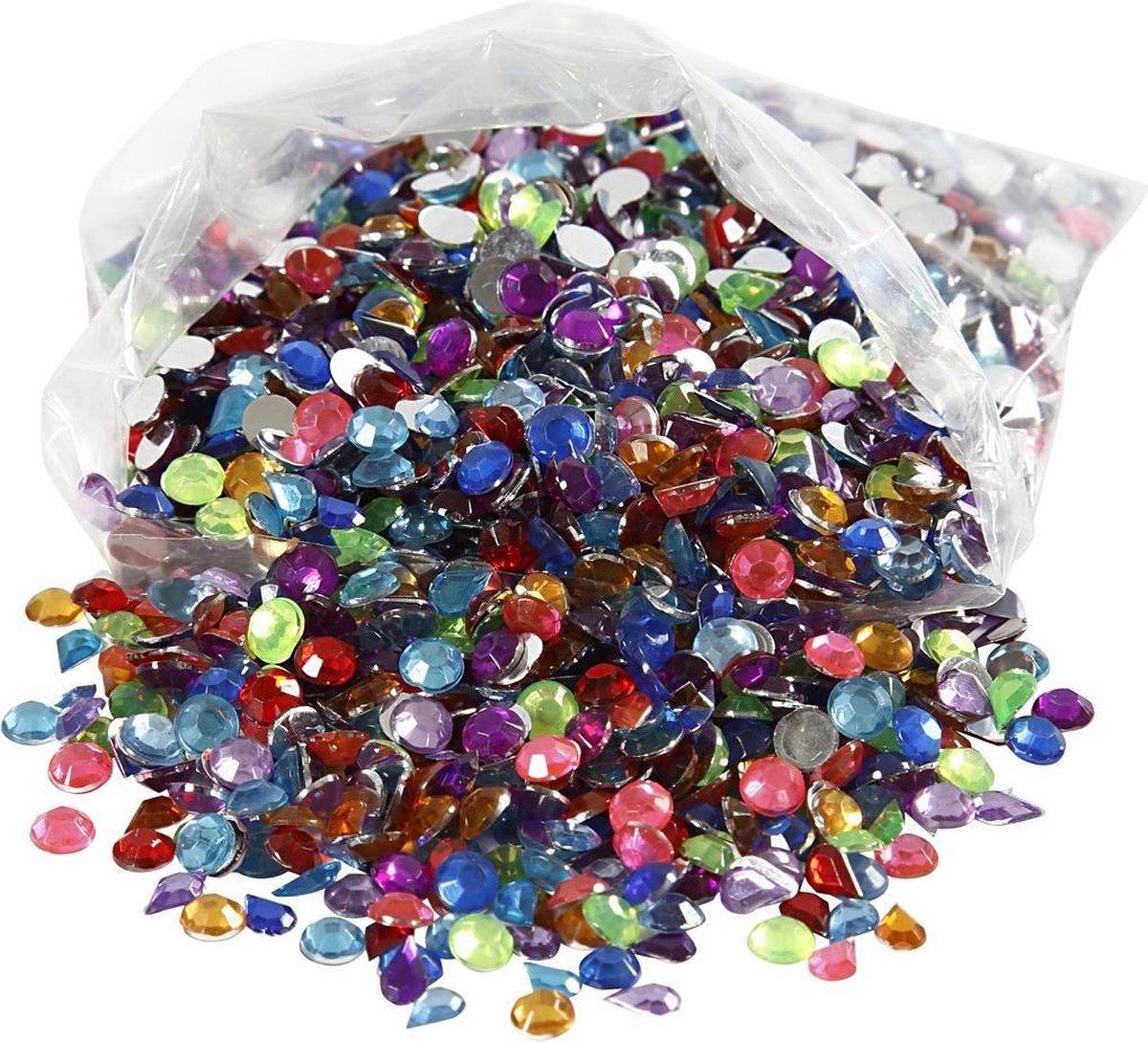 Creativ Company Creotime strasstenen, afm 5 mm, kleuren assorti, 3000 assorti