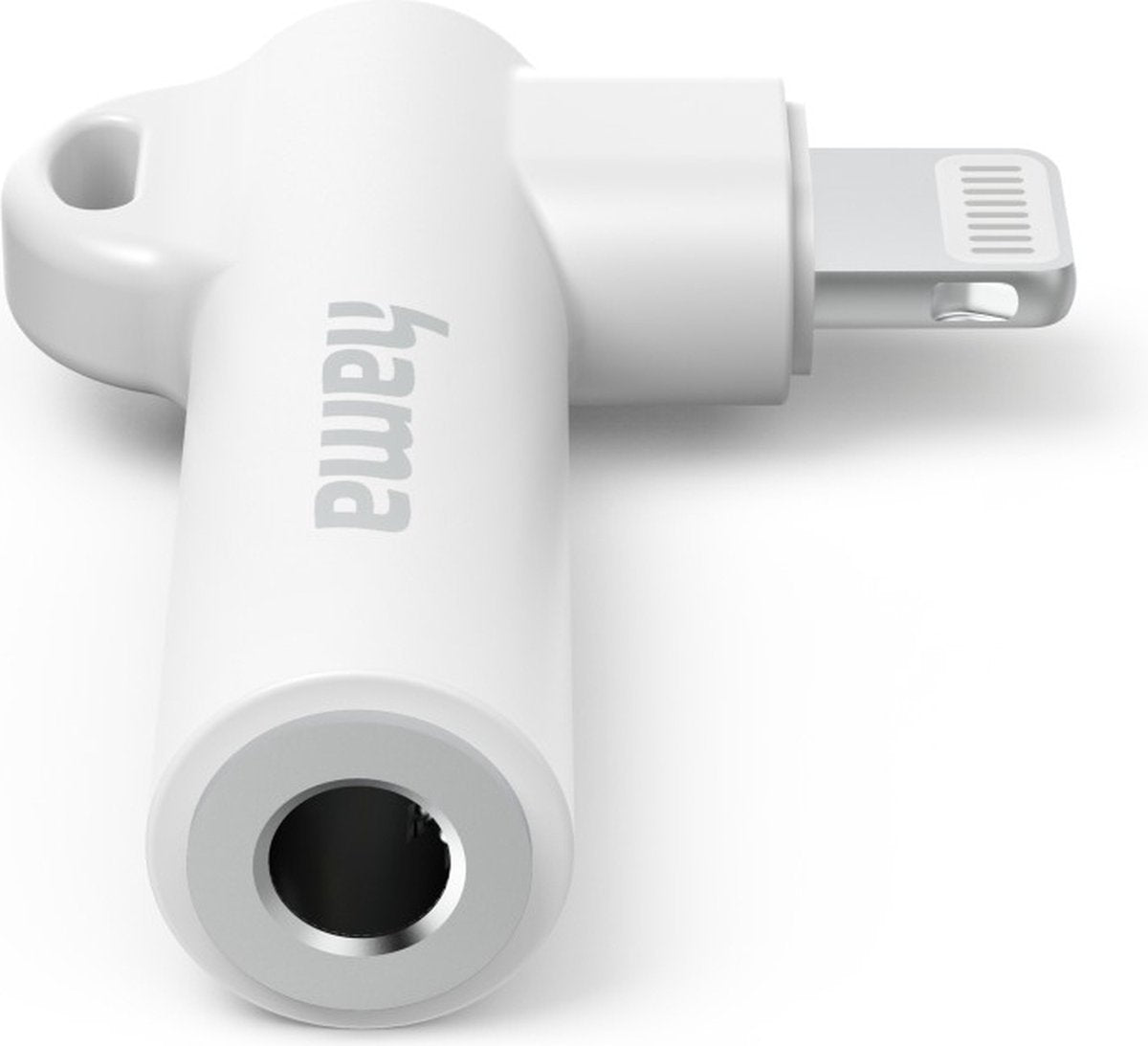 Hama aux-adapter lightning u 3,5-mm-jack-aansluiting, 90 hoekstekker, wit