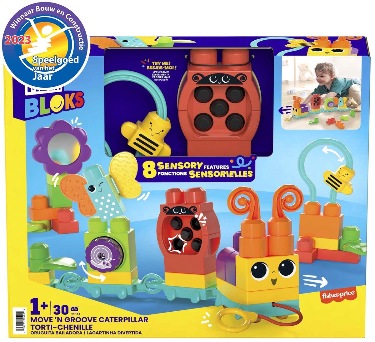 Mega Bloks move' n groove caterpillar bouwset - 30dlg.