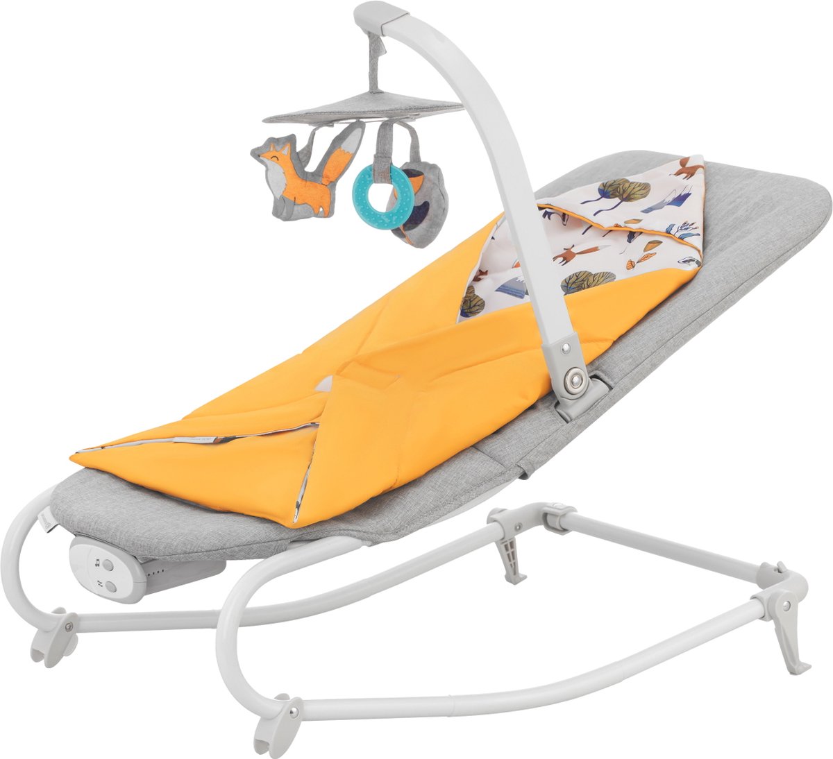 KinderKraft felio 2 wip- en ligstoel 2-in-1 - voor pasgeborenen tot 9 kg - met muziek, trillingen en verwijderbare speelboog - geel