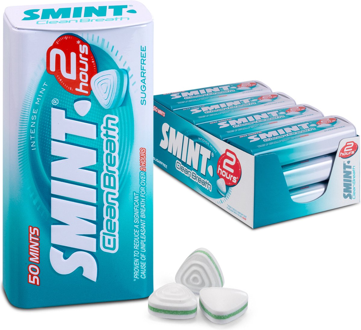 Smint clean breath intense mint - frismakers - suikervrij - 1x12stuks