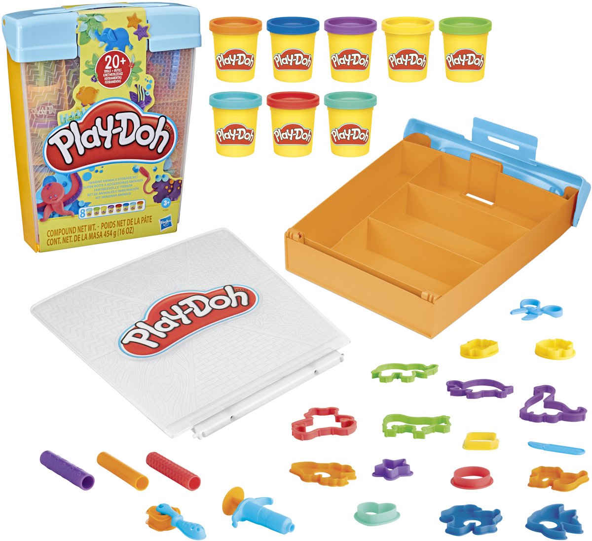 Play-Doh fantasiedieren opbergset - 8 kleipotjes
