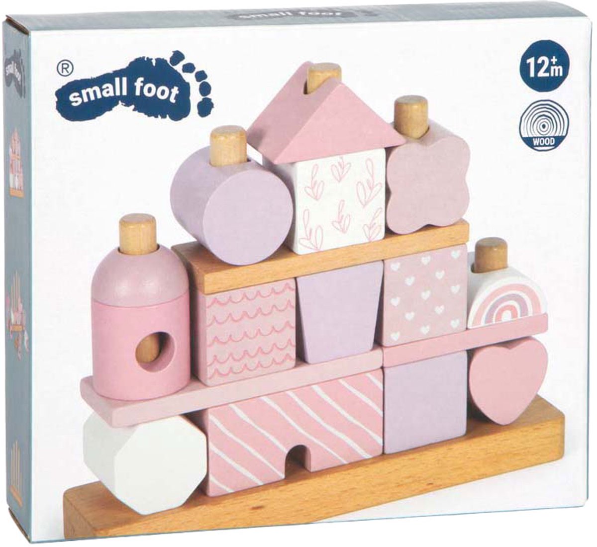 Small Foot - houten stapelhuis roze - 18dlg.