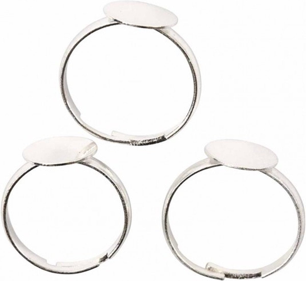 Creativ Company Ring voor de vinger verzilverd 3 stuks