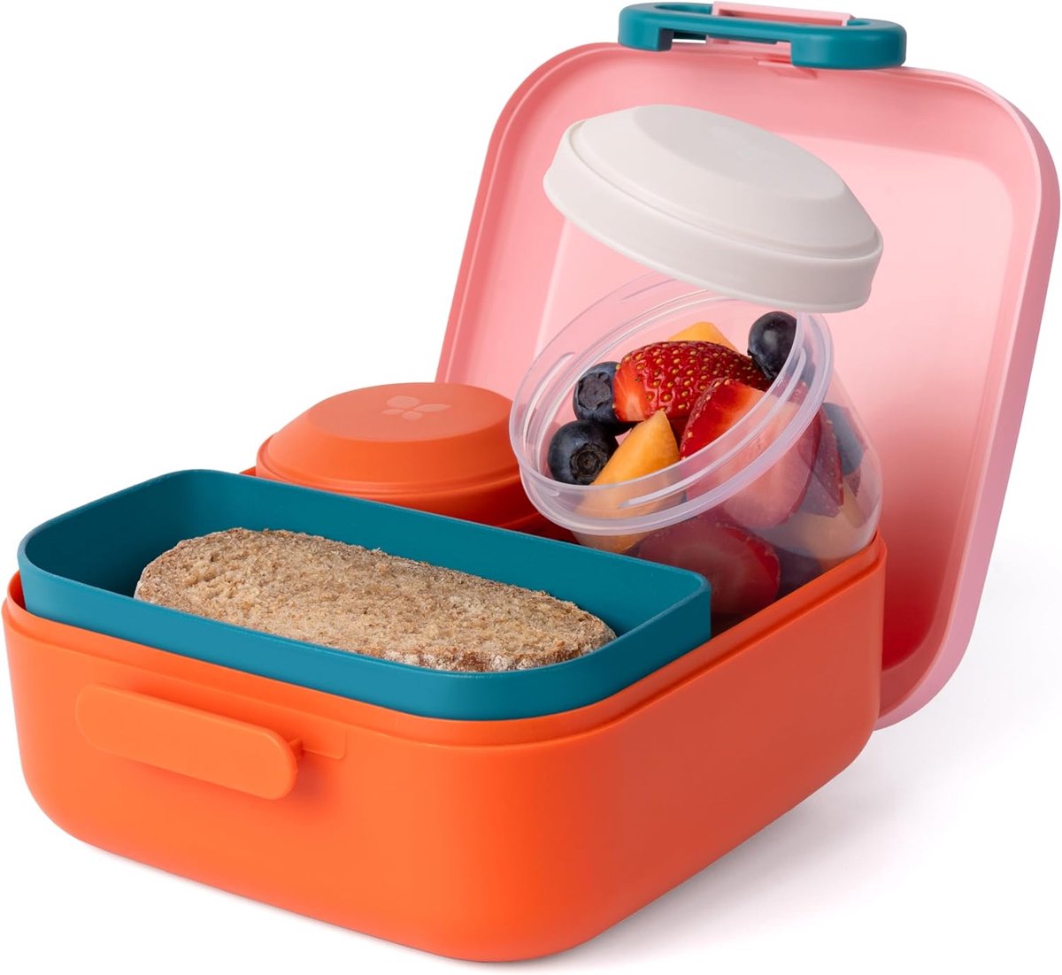 Amuse rikko poppy flamingo bento lunchbox - 550ml + 2x185ml - broodtrommel kinderen met 3 compartimenten - bpa-vrije bentobox - brooddoos met lekvrije snackdoosjes