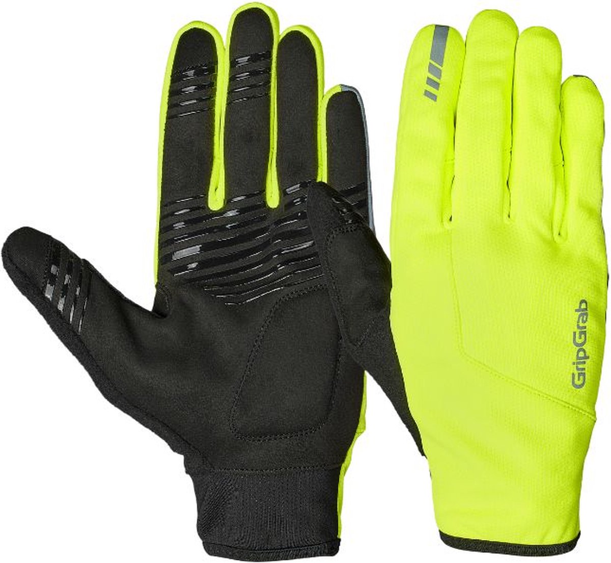 GripGrab - hurricane 2 winddichte lente herfst fietshandschoenen lange vinger met padding - geel hi-vis - unisex - maat s