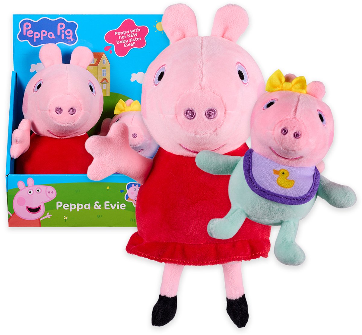 Character Options Peppa pig 2-delige knuffelset – peppa baby evie – zachte pluche knuffels