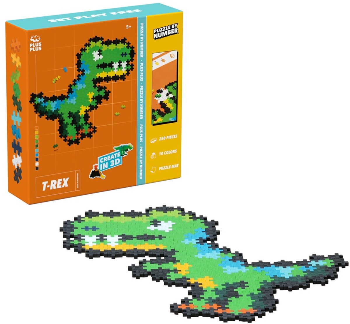 Plus-Plus puzzle by number dinosaurus t-rex 250 stukjes – 4334 – puzzel en bouwspeelgoed in één – vanaf 5 jaar