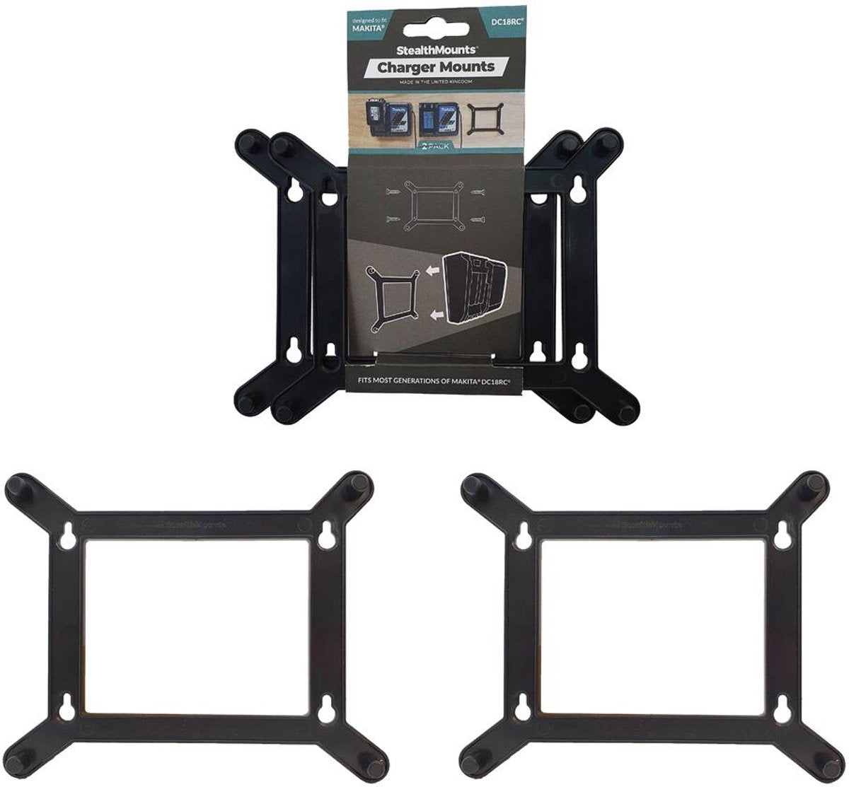 Makita Stealthmounts - opladerhouder voor 18v lxt snellader dc18rc - zwart - 2-pack