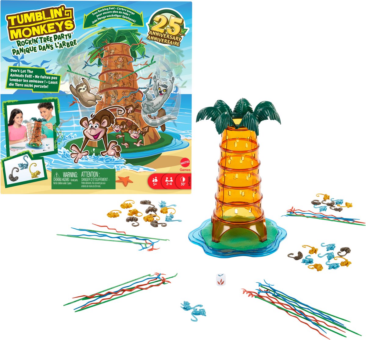 Mattel Games Vallende aapjes schommelend boomfeest kinderspel