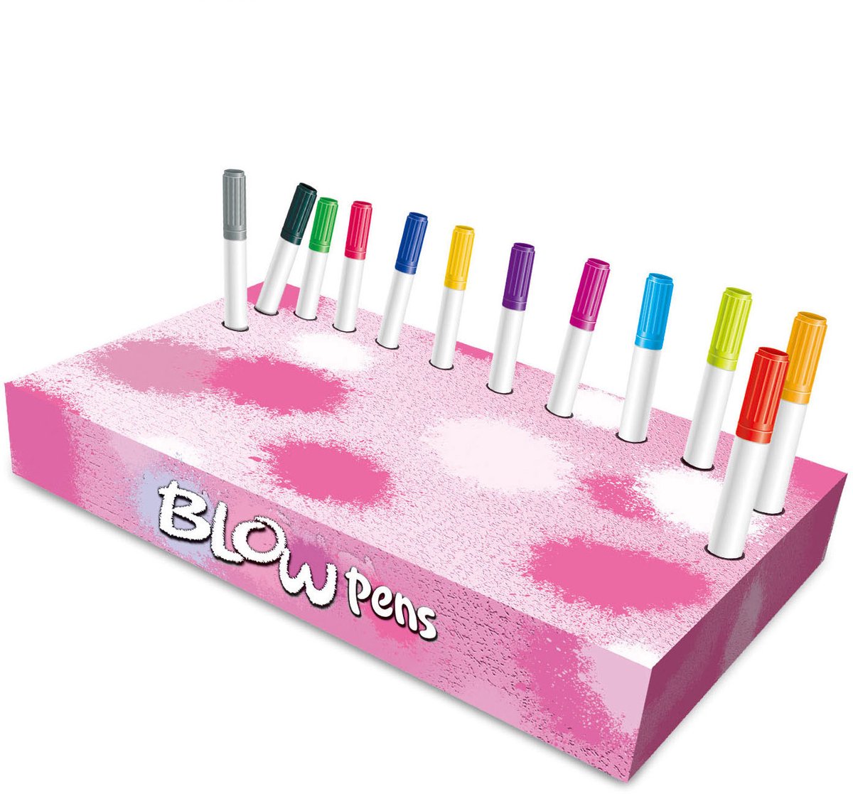 Lobbes Speelgoed BV Lobbes blaaspennen set met pompje en fantasie templates voor kinderen.