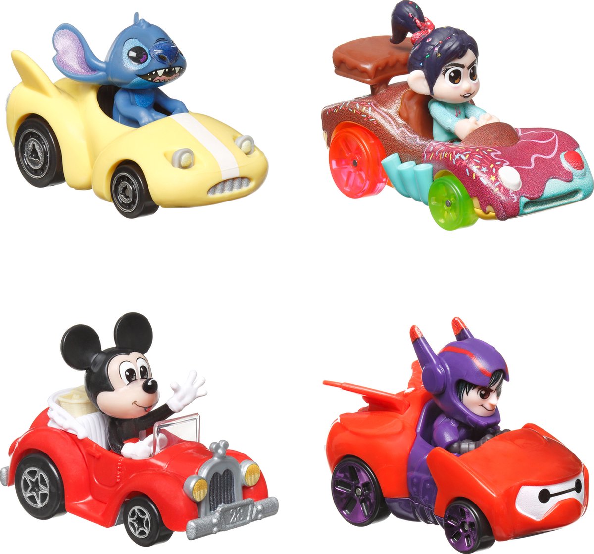 Hot Wheels racerverse - 4 metalen auto's met disney bestuurder - speelgoedvoertuig