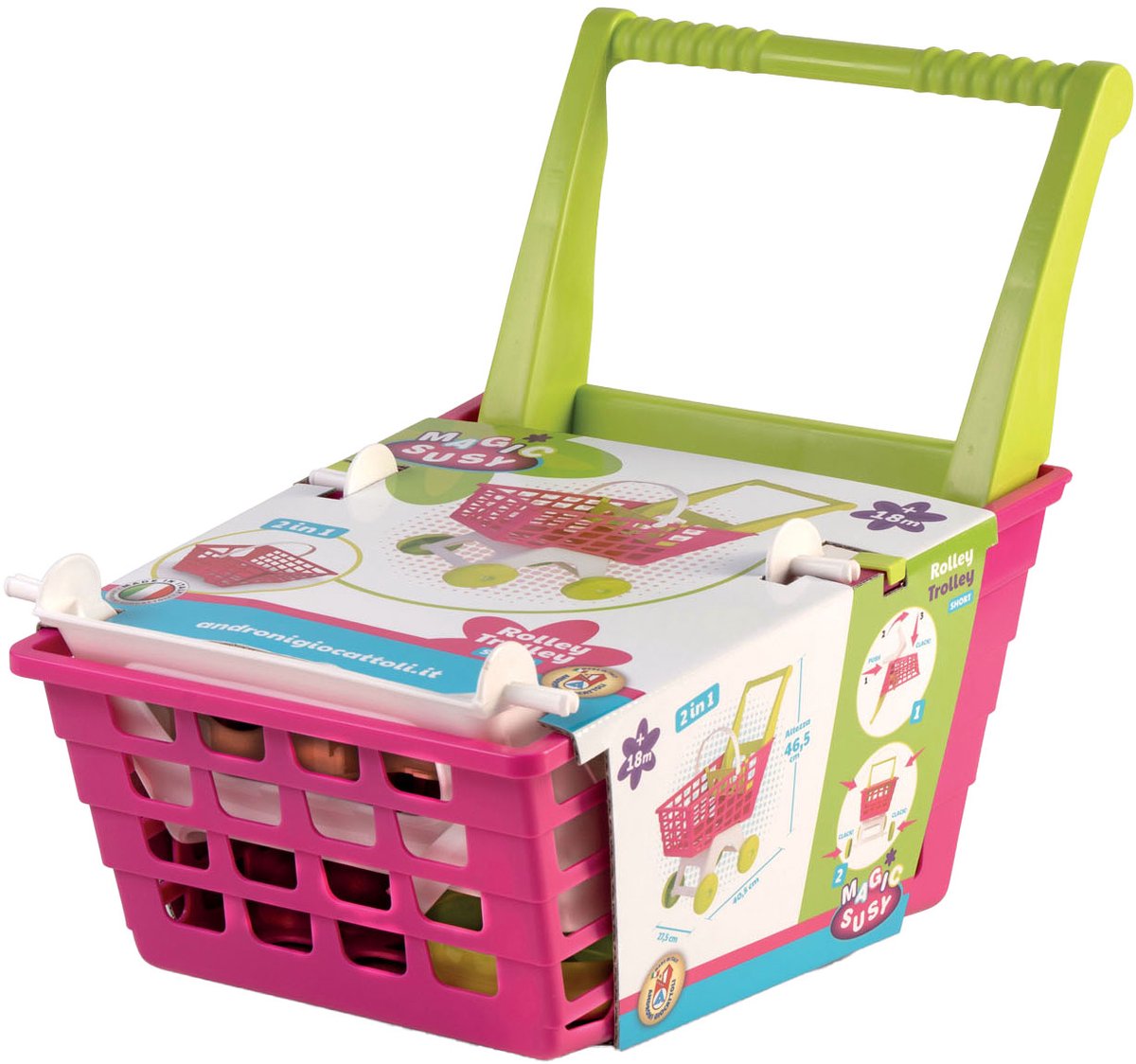 Androni Winkelwagen roze groen
